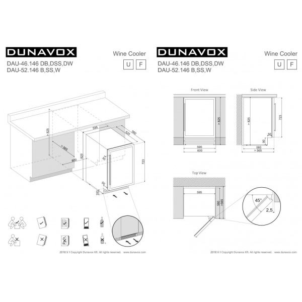 Двухзонный винный шкаф Dunavox  DAU-46.146DW