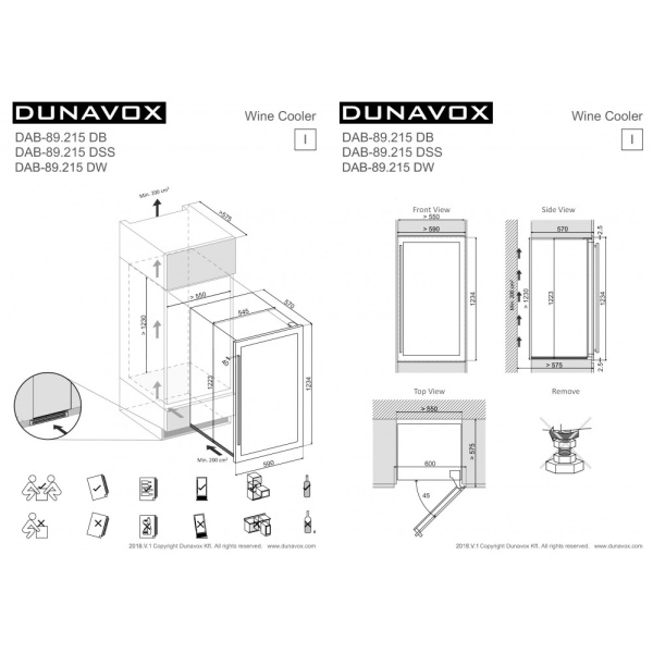 Двухзонный винный шкаф Dunavox  DAB-89.215DB