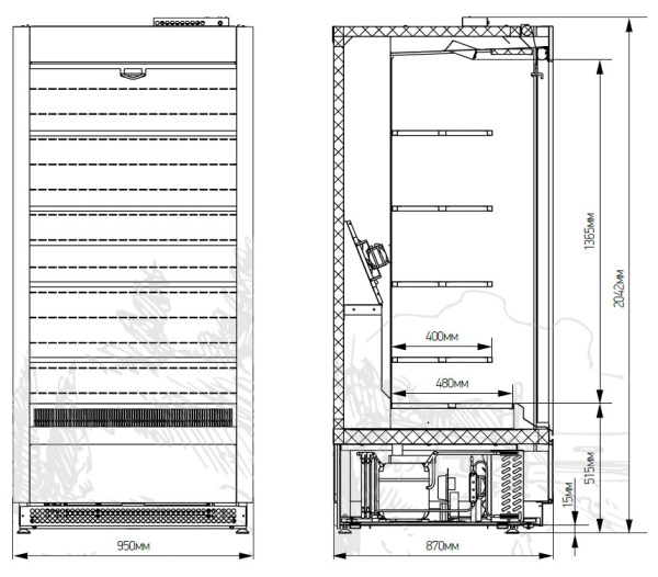 Витрина кондитерская Марихолодмаш Veneto VSp-0,95